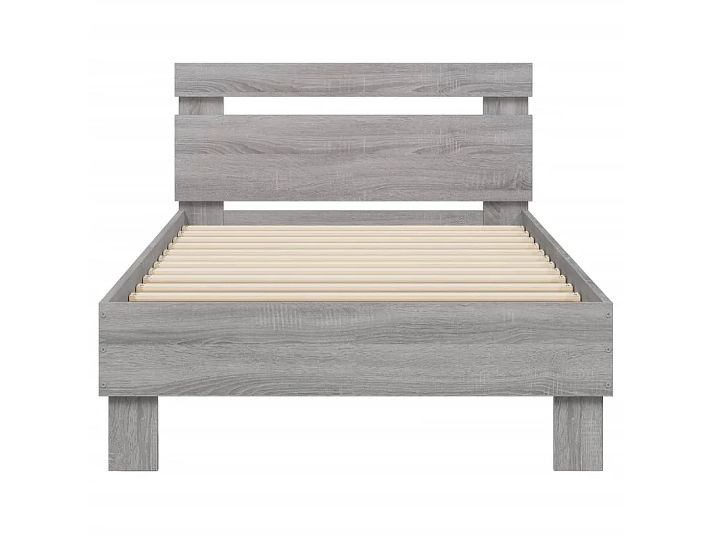 Bedframe met hoofdbord en LED grijs sonoma eikenkleur 90x190 cm