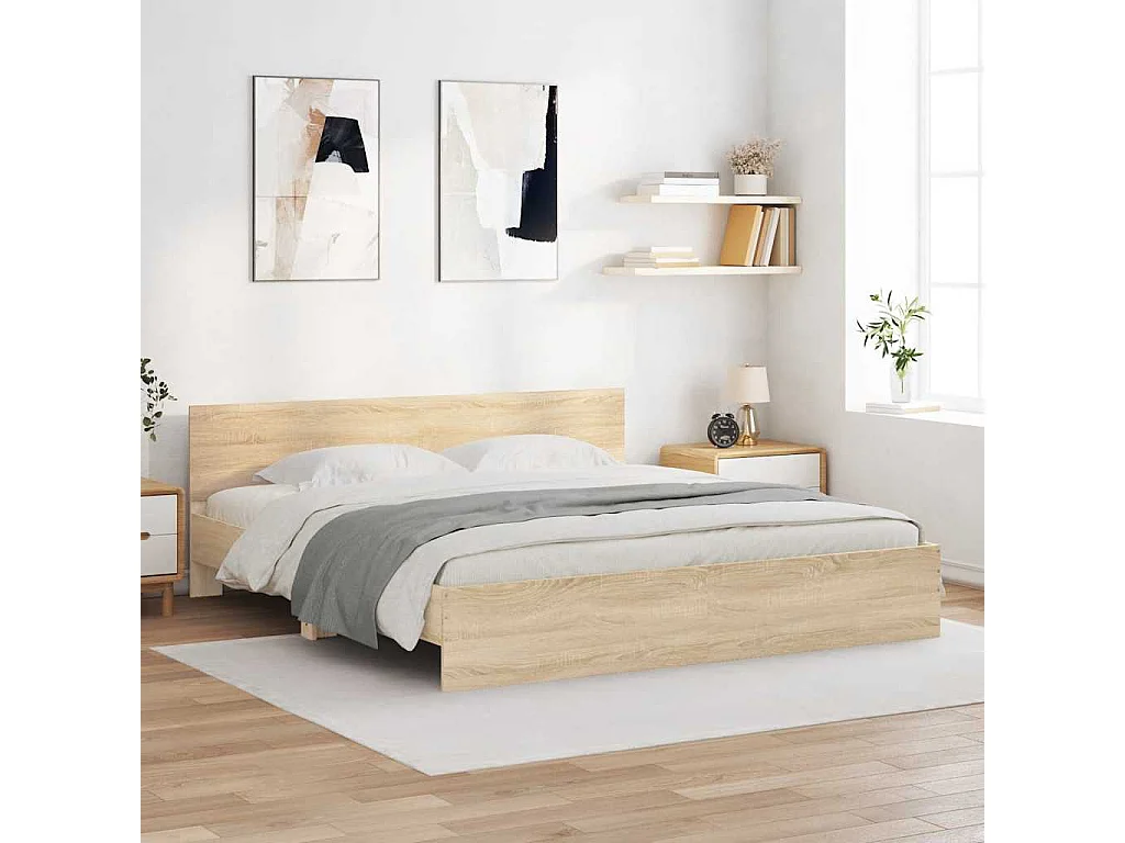 Cadre de lit sans matelas chêne sonoma 160x200 cm