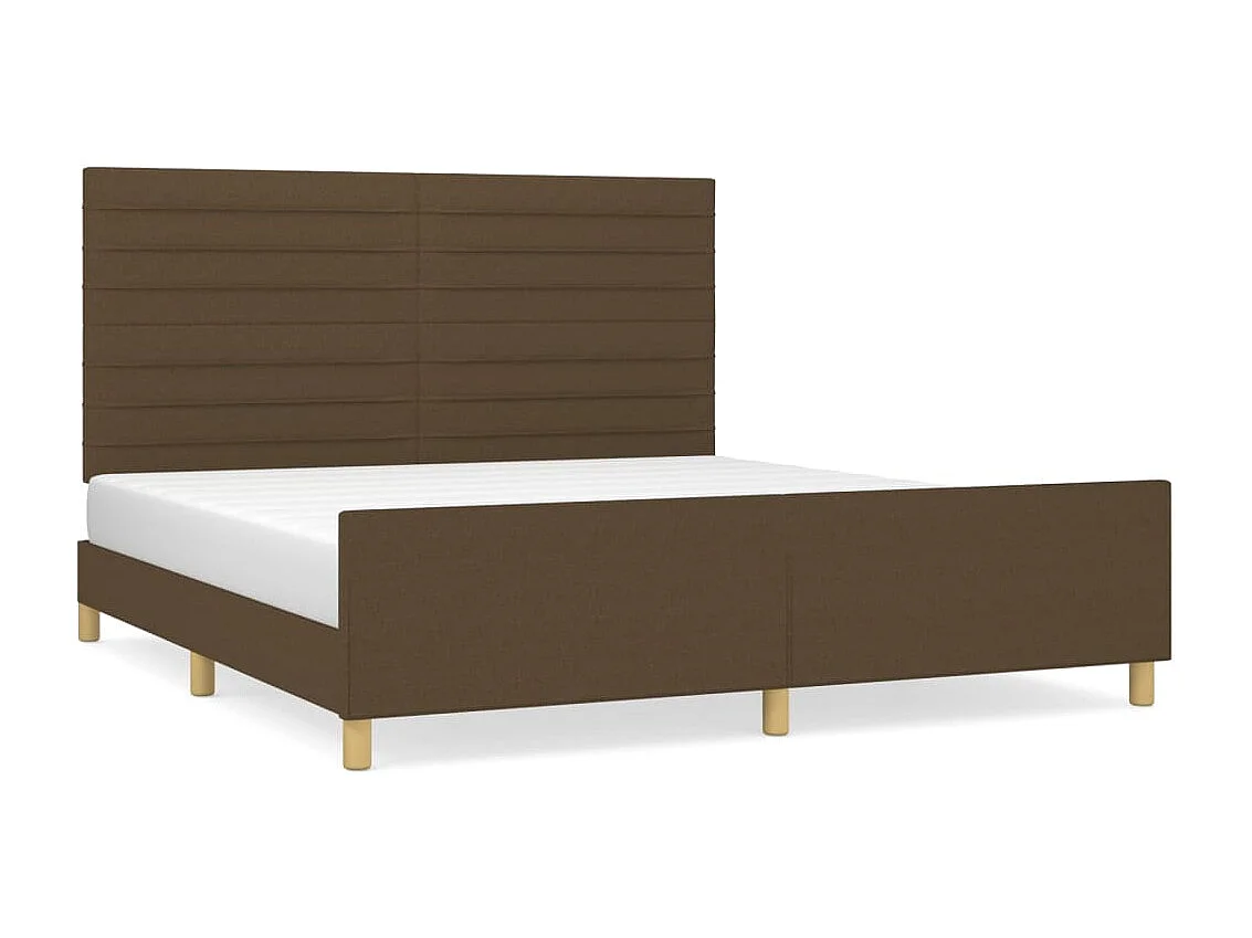 Cadre de lit sans matelas marron foncé 160x200 cm tissu