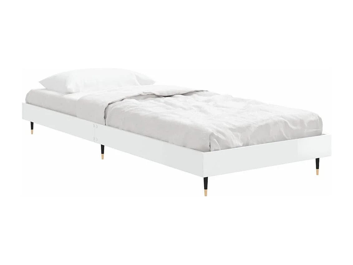 Estrutura cama 75x190 cm derivados de madeira branco brilhante
