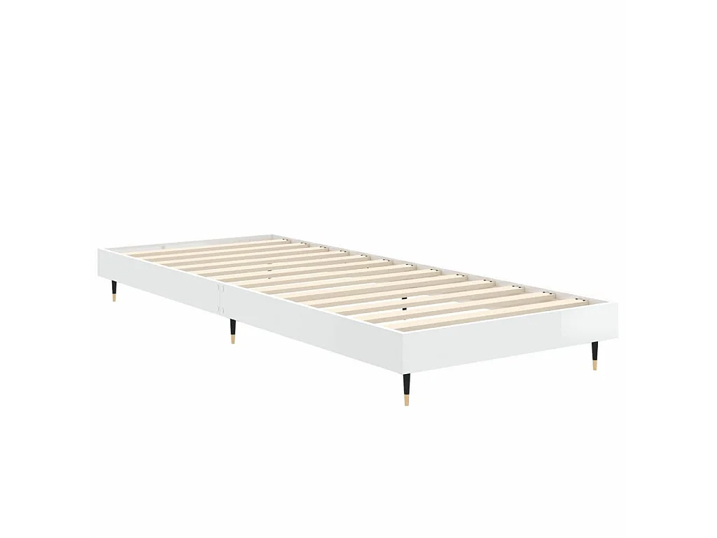 Bedframe bewerkt hout hoogglans wit 75x190 cm