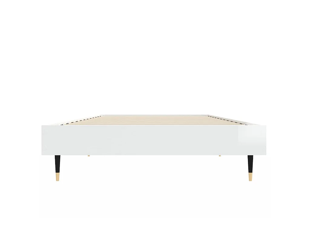 Bedframe bewerkt hout hoogglans wit 75x190 cm