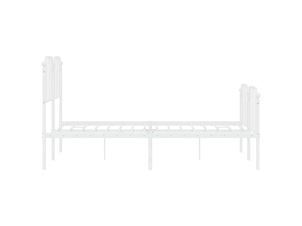 Cadre de lit métal sans matelas et pied de lit blanc 135x190 cm