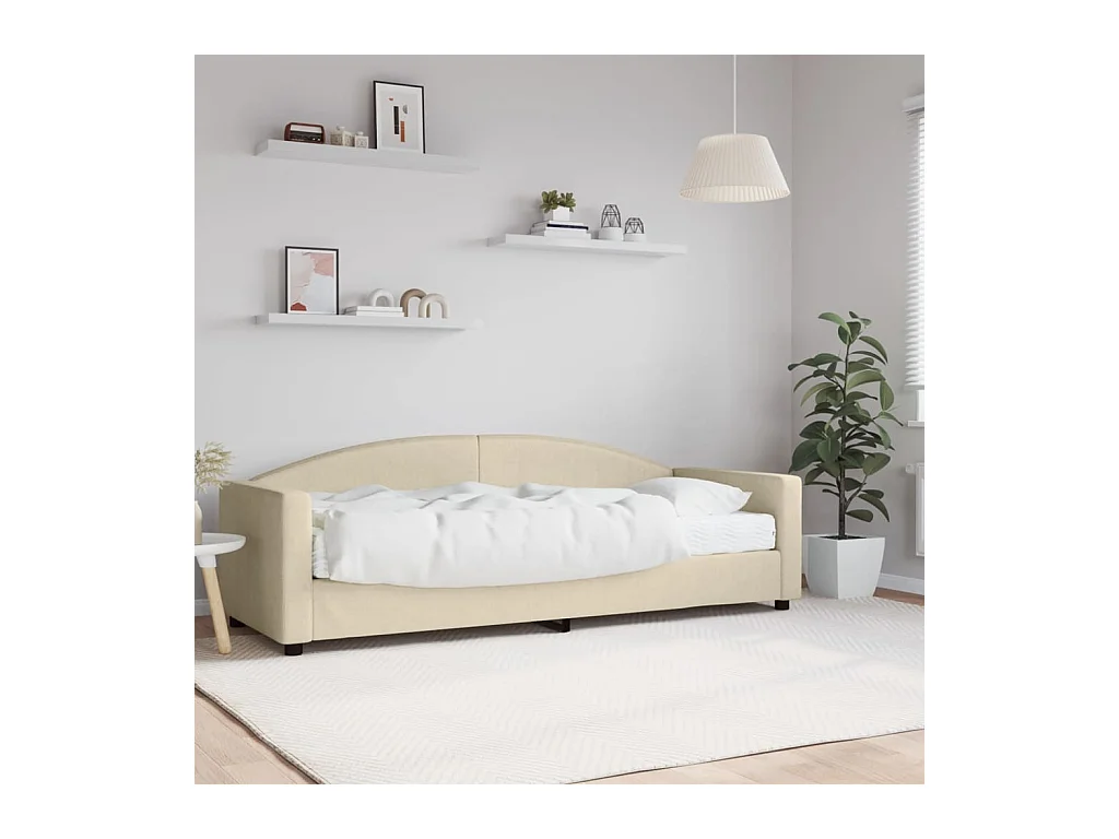 Lit de jour avec matelas crème 80x200 cm tissu
