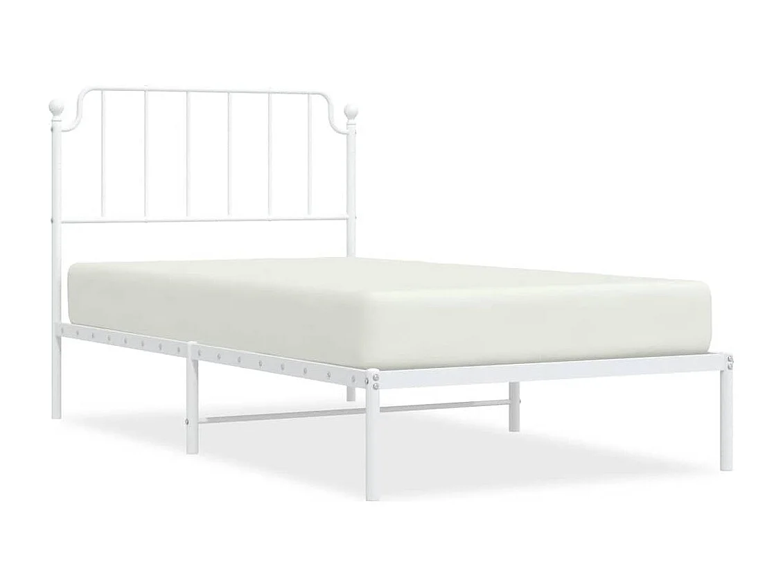 Cadre de lit métal sans matelas et tête de lit blanc 100x200 cm