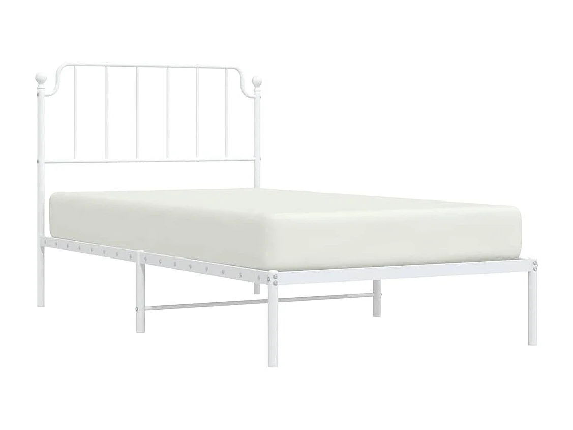 Cadre de lit métal sans matelas et tête de lit blanc 100x200 cm