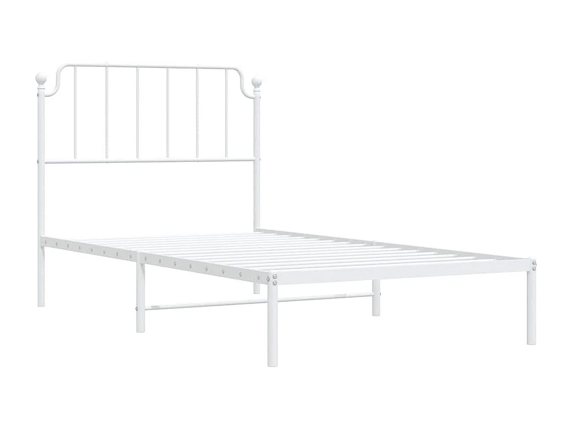 Cadre de lit métal sans matelas et tête de lit blanc 100x200 cm
