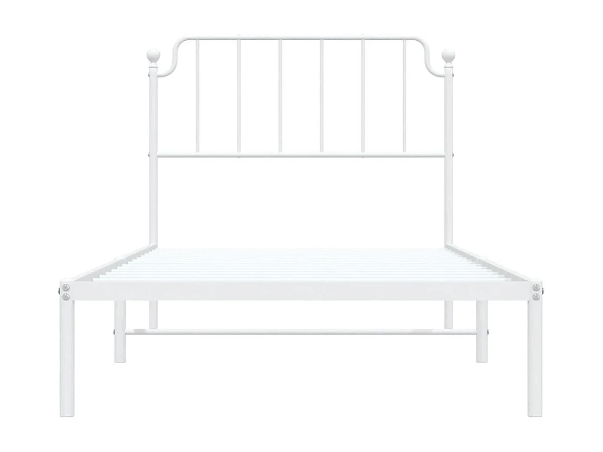 Cadre de lit métal sans matelas et tête de lit blanc 100x200 cm