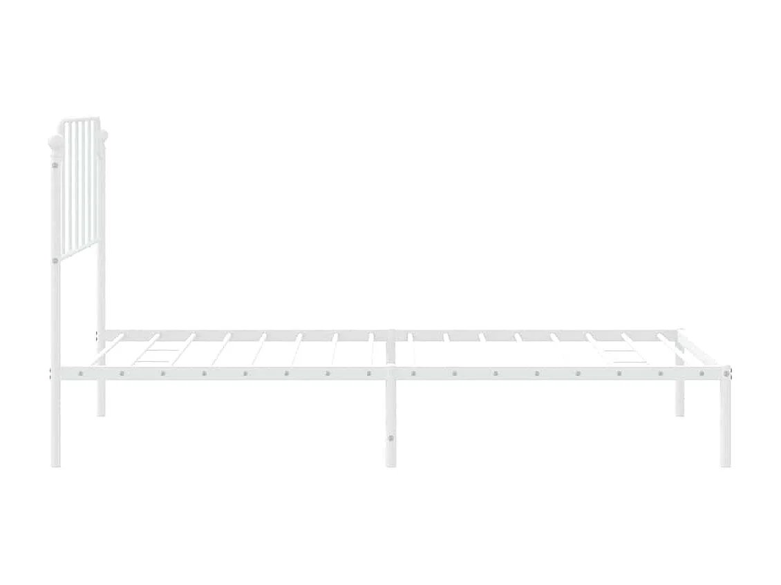 Cadre de lit métal sans matelas et tête de lit blanc 100x200 cm