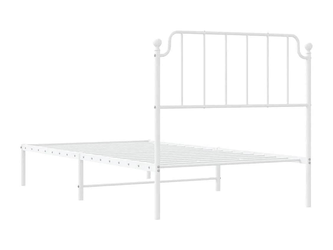 Cadre de lit métal sans matelas et tête de lit blanc 100x200 cm