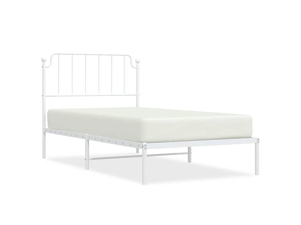 Cadre de lit métal sans matelas et tête de lit blanc 100x200 cm