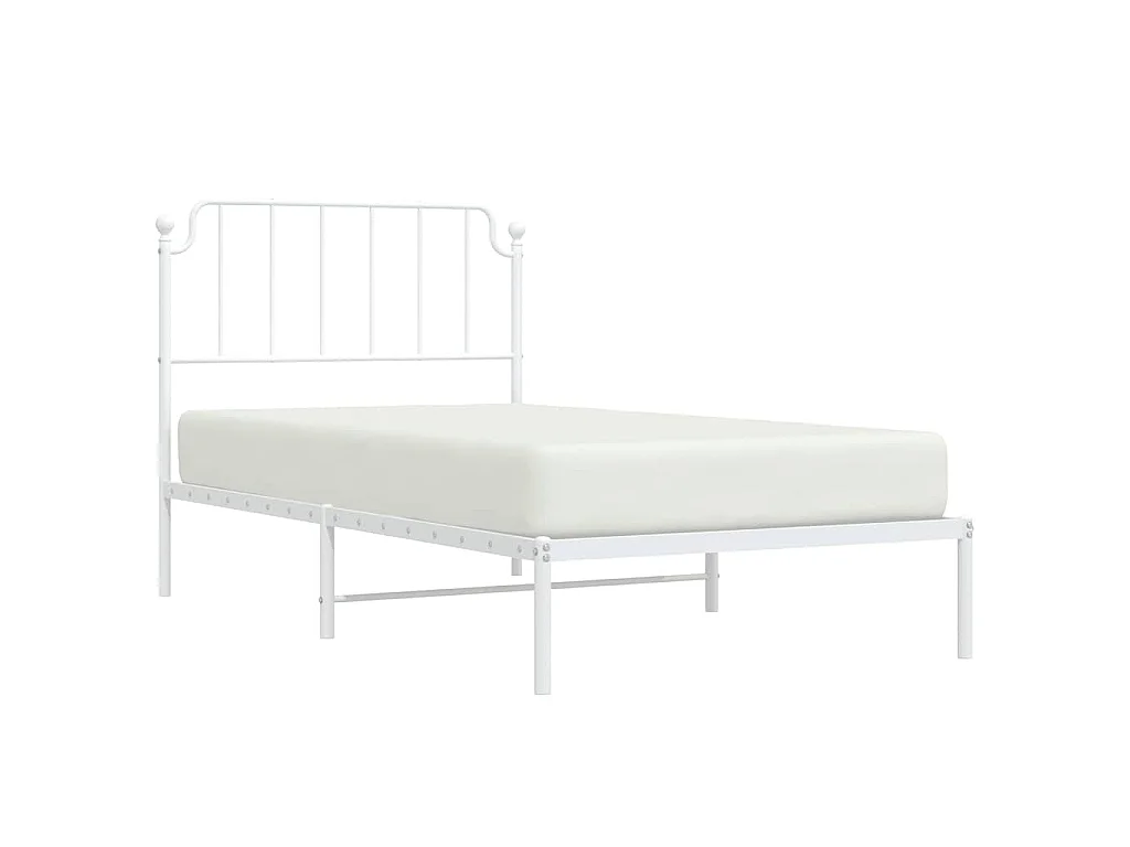 Cadre de lit métal sans matelas et tête de lit blanc 100x200 cm