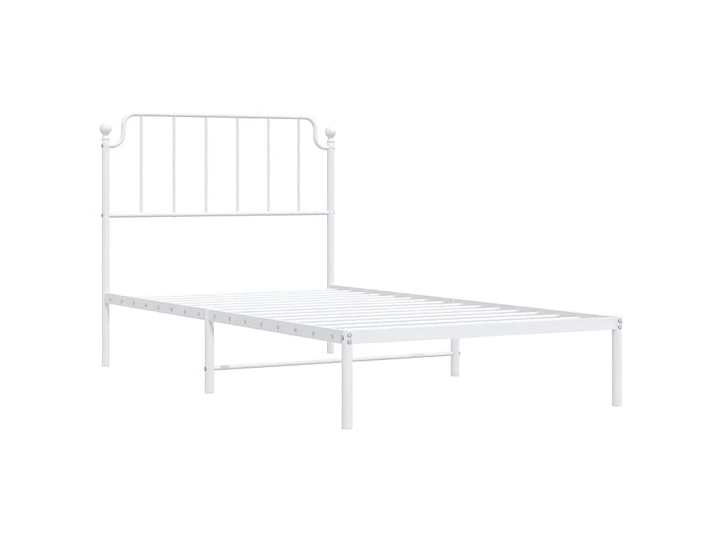 Cadre de lit métal sans matelas et tête de lit blanc 100x200 cm