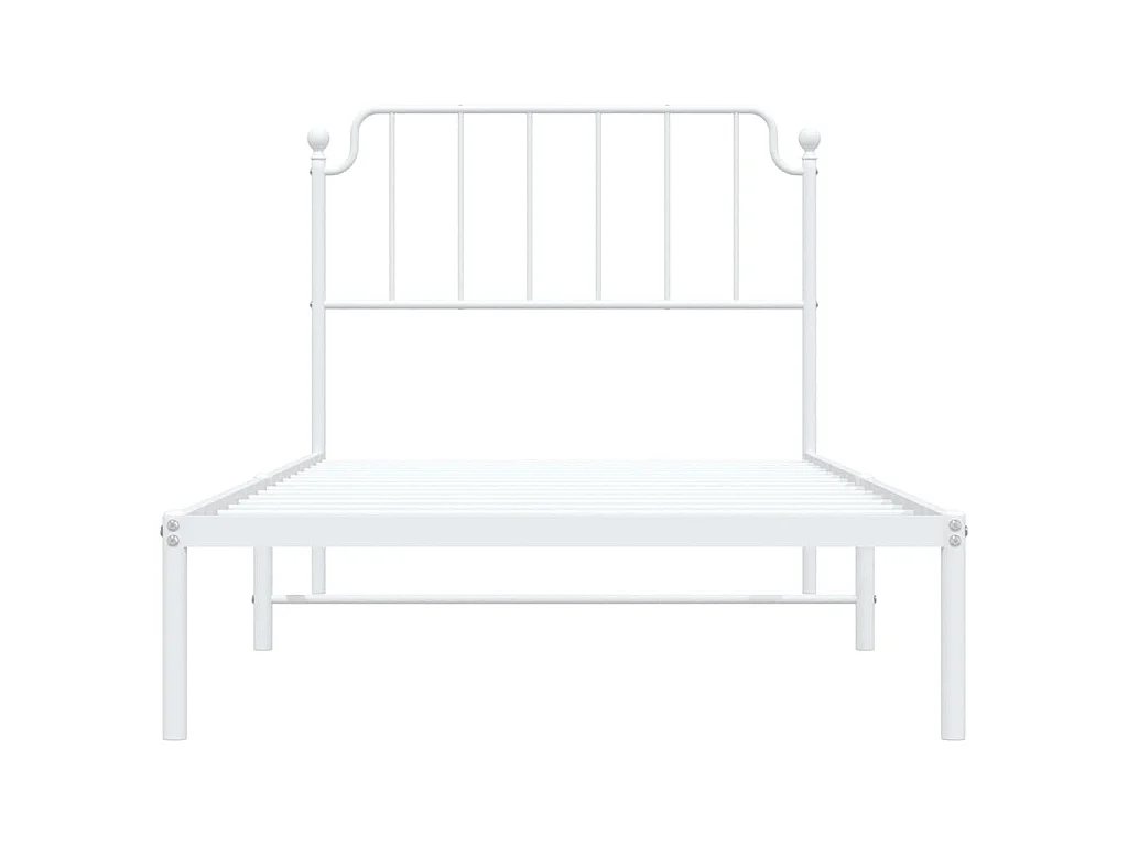 Cadre de lit métal sans matelas et tête de lit blanc 100x200 cm