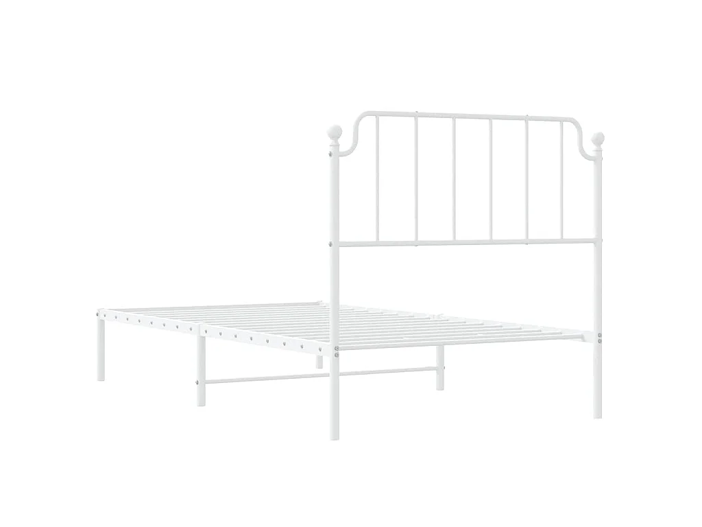 Cadre de lit métal sans matelas et tête de lit blanc 100x200 cm