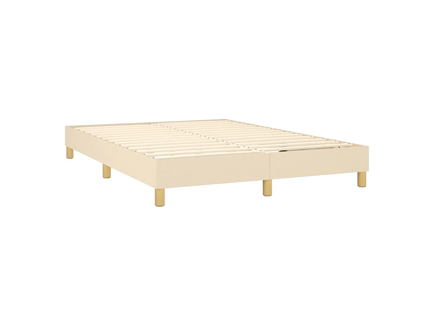 Cama box spring c/ colchão e LED 140x190 cm tecido cor creme