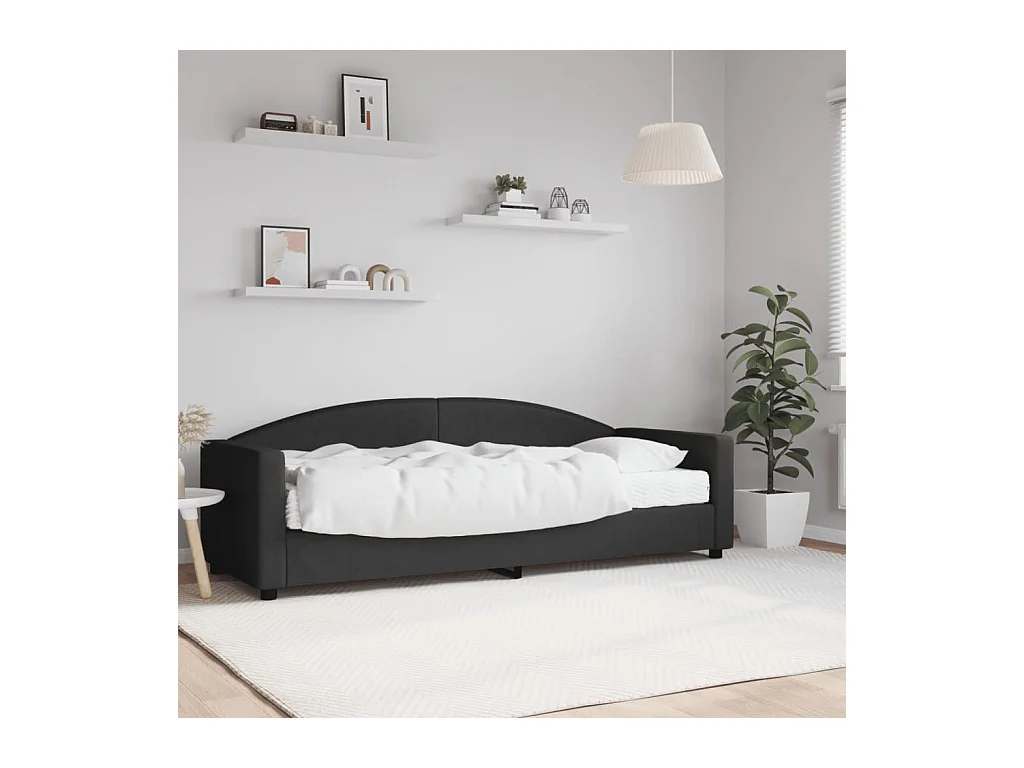 Lit de jour avec matelas noir 80x200 cm tissu