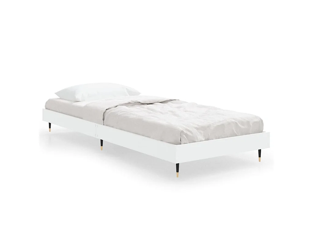 Cadre de lit sans matelas blanc 75x190 cm bois d'ingénierie