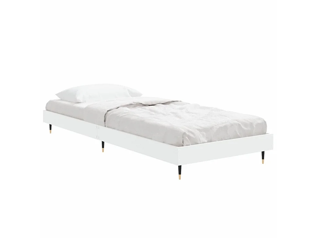 Cadre de lit sans matelas blanc 75x190 cm bois d'ingénierie