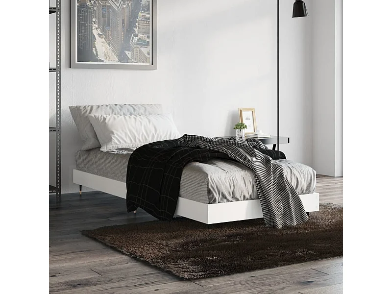 Cadre de lit sans matelas blanc 75x190 cm bois d'ingénierie
