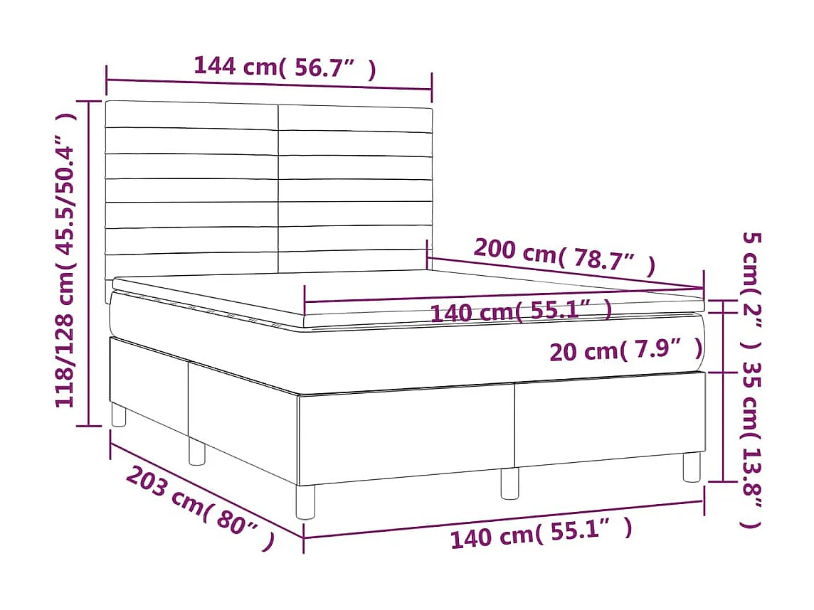 Boxspringbett mit Matratze Taupe 140x200 cm Stoff