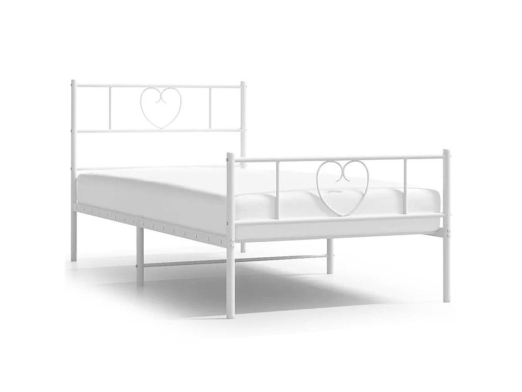 Bedframe met hoofd- en voeteneinde metaal wit 100x190 cm