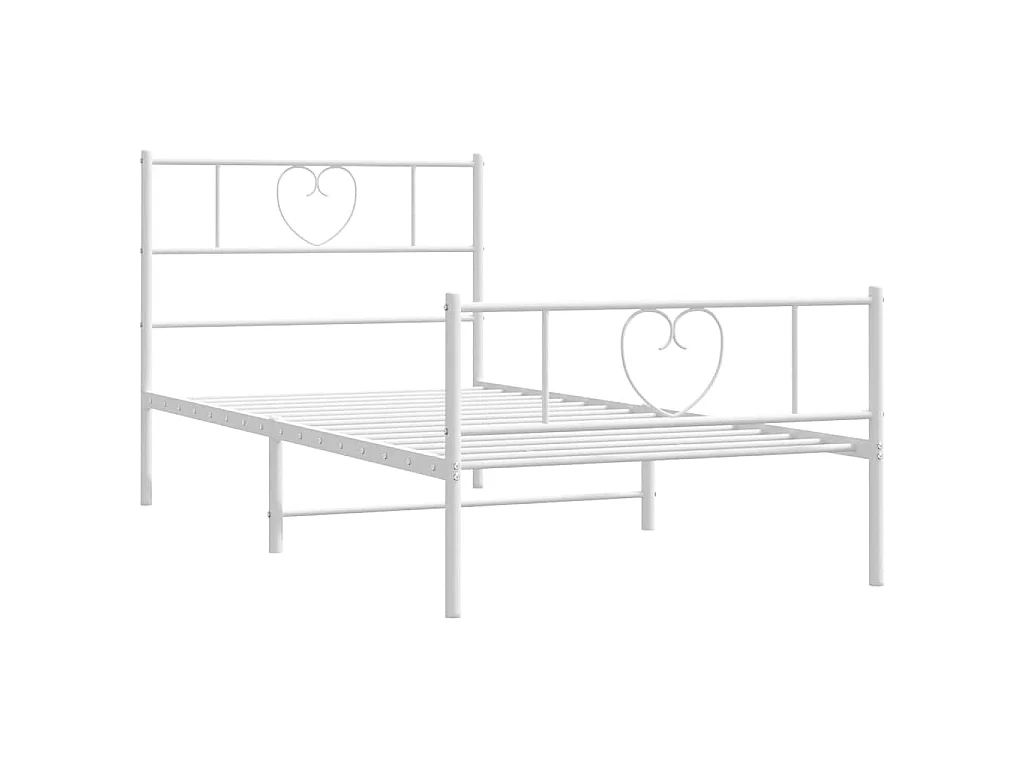 Bedframe met hoofd- en voeteneinde metaal wit 100x190 cm