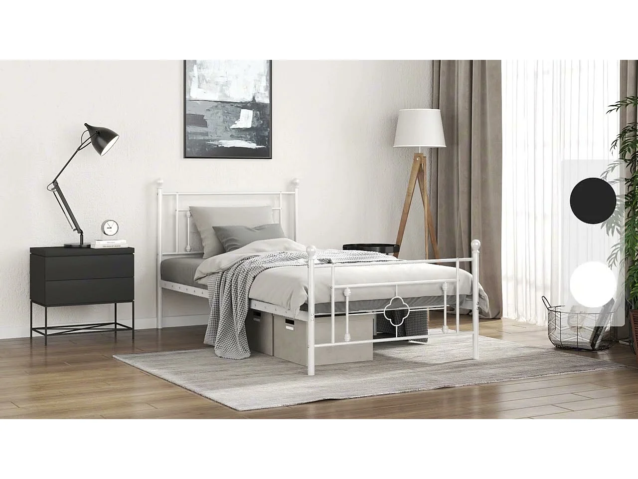 Cadre de lit métal sans matelas et pied de lit noir 100x200 cm