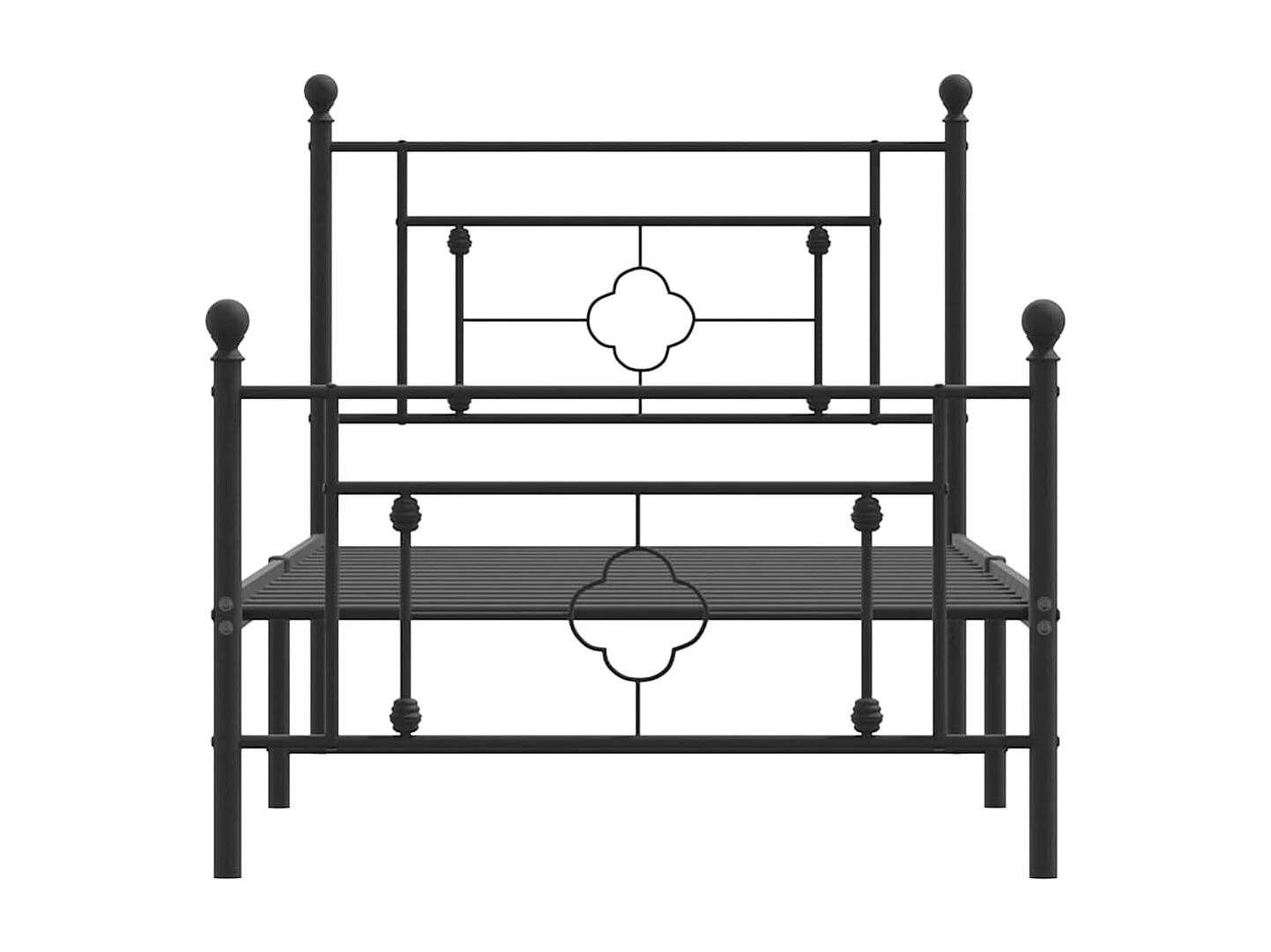 Cadre de lit métal sans matelas et pied de lit noir 100x200 cm