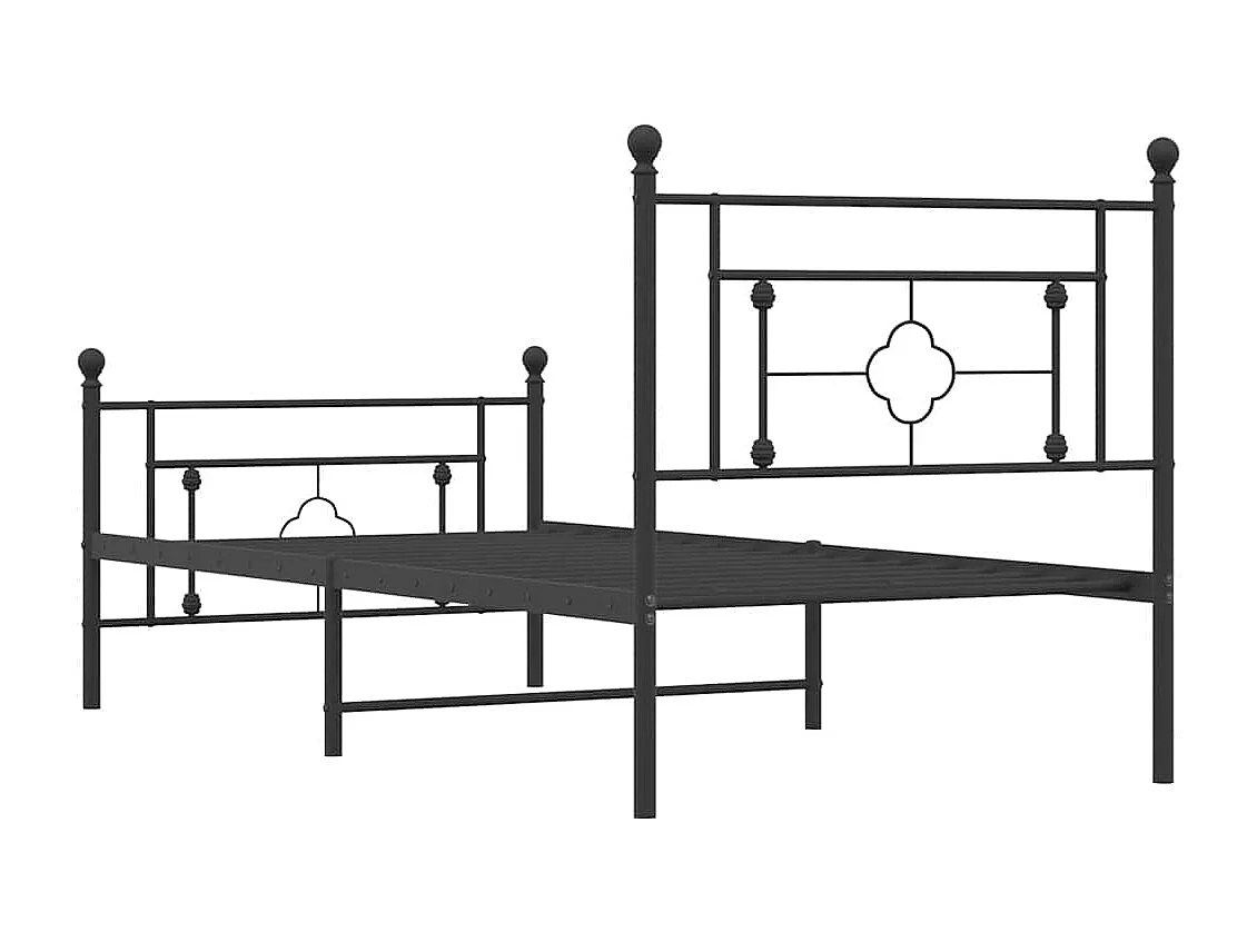 Cadre de lit métal sans matelas et pied de lit noir 100x200 cm