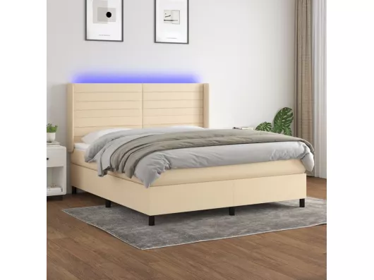 Kauf Unique Boxspringbett mit Matratze & LED Creme 160x200 cm Stoff