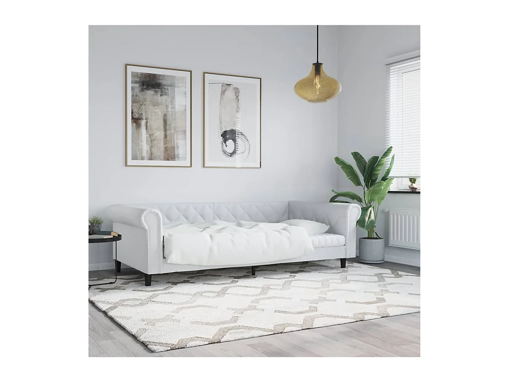 Lit de jour sans matelas blanc 90x200 cm similicuir