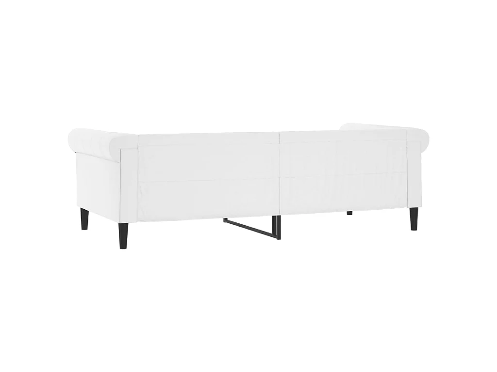 Sofá cama sin colchón cuero sintético blanco 90x200 cm