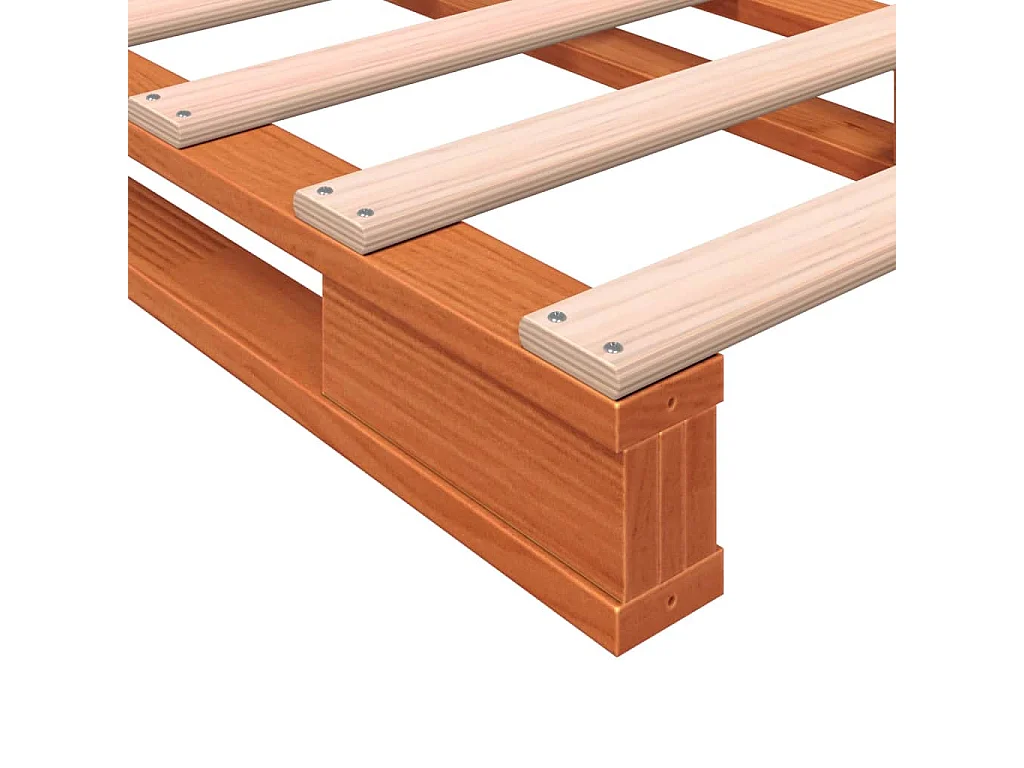 Palletbed massief grenenhout wasbruin 90x200 cm