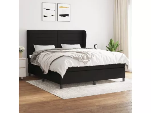 Kauf Unique Boxspringbett mit Matratze Schwarz 180x200 cm Stoff