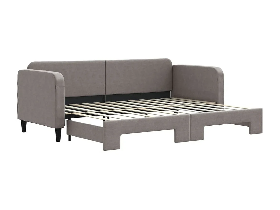 Tagesbett Ausziehbar Taupe 80x200 cm Stoff