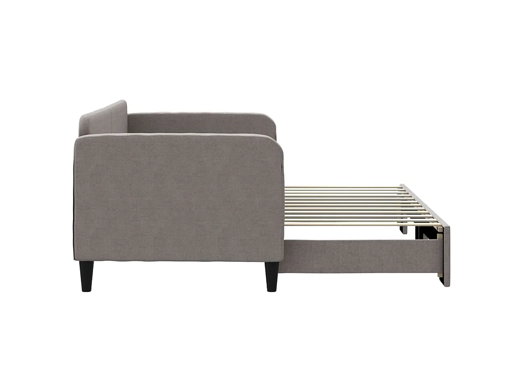Lit de jour avec gigogne sans matelas taupe 80x200 cm