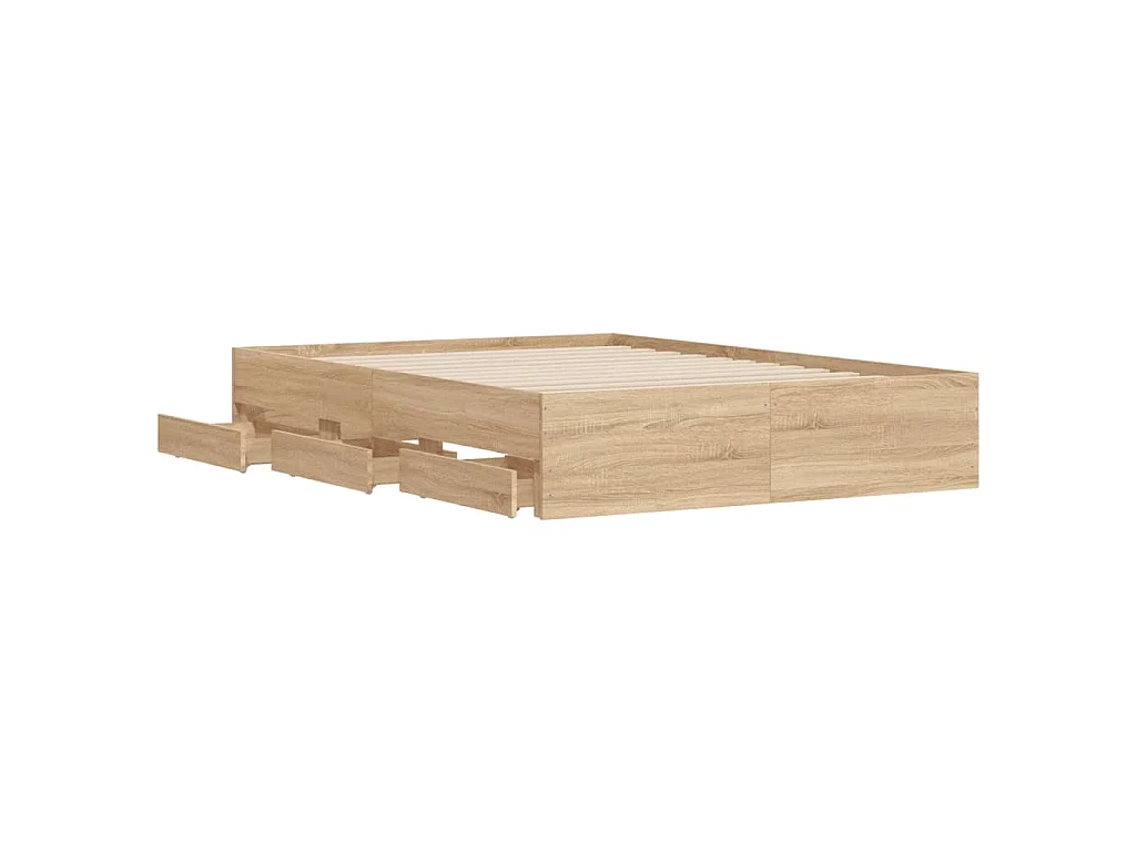 Cadre de lit avec tiroirs sans matelas chêne sonoma 120x190 cm