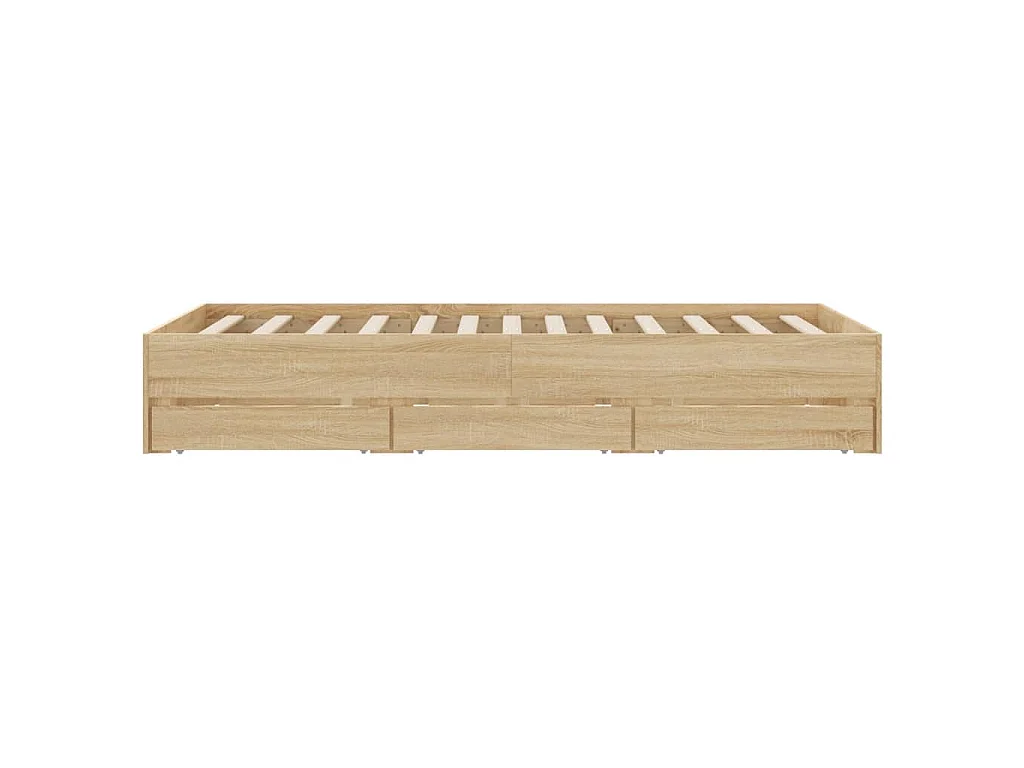 Cadre de lit avec tiroirs sans matelas chêne sonoma 120x190 cm