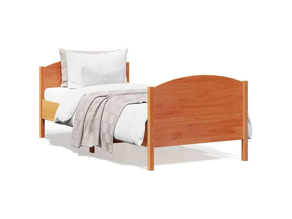 Cadre de lit sans matelas cire marron 90x200 cm bois pin massif
