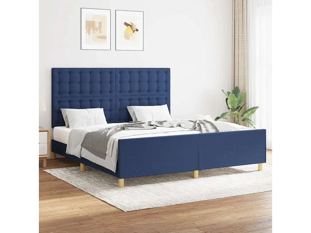 Bedframe zonder matras stof blauw 160x200 cm