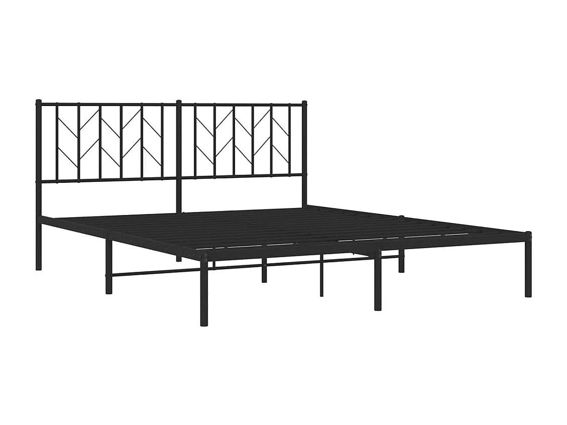 Cadre de lit métal sans matelas et tête de lit noir 160x200 cm