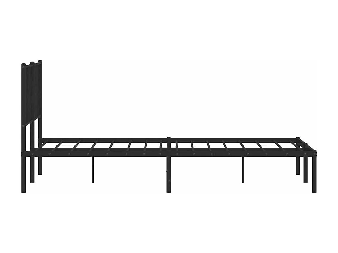 Cadre de lit métal sans matelas et tête de lit noir 160x200 cm