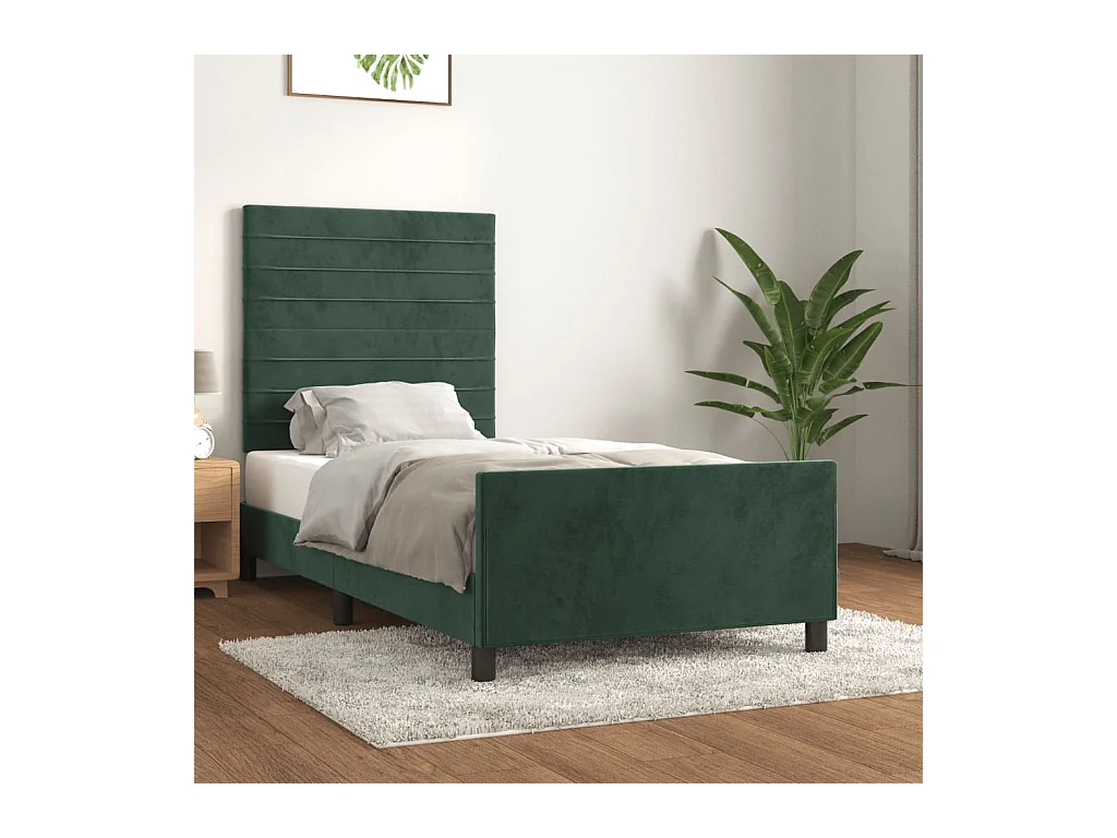 Cadre de lit sans matelas vert foncé 80x200 cm velours