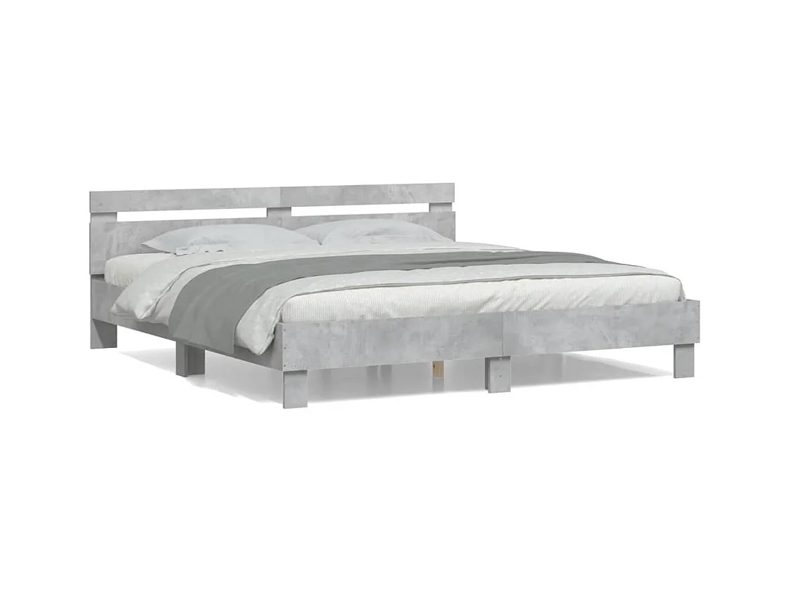 Cadre de lit sans matelas gris béton 160x200 cm