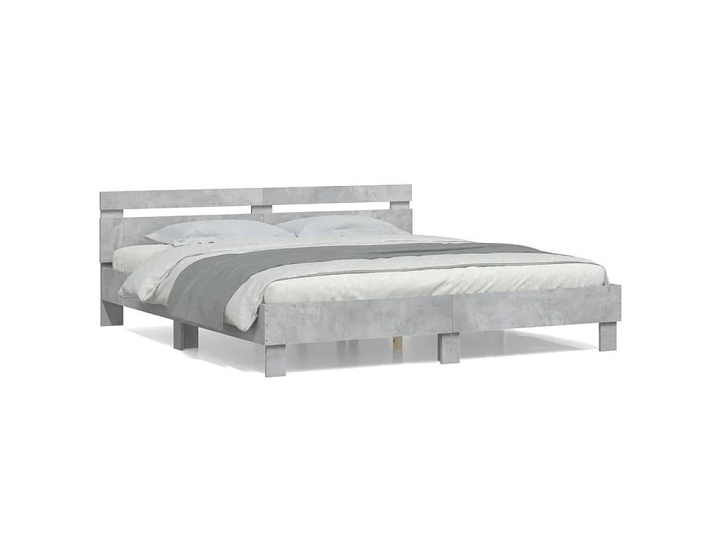 Giroletto Testiera Grigio Cemento 160x200 cm Legno Multistrato