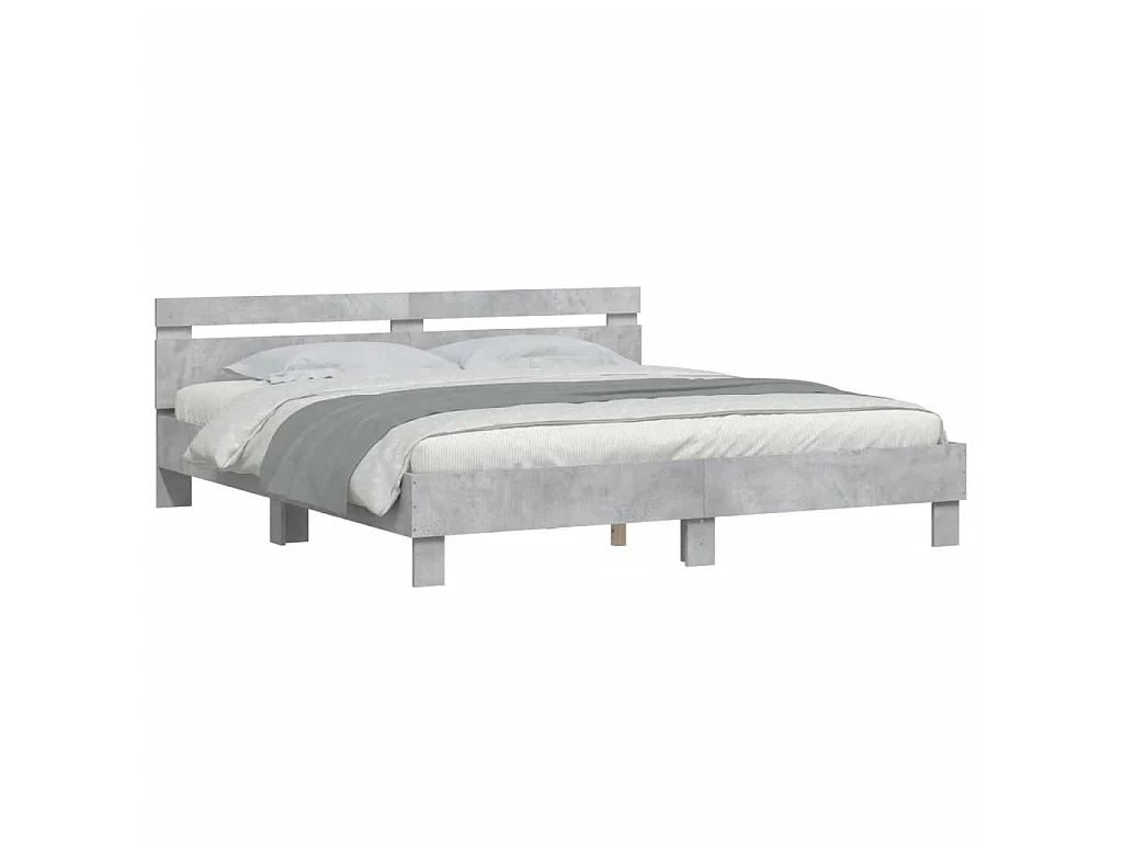 Giroletto Testiera Grigio Cemento 160x200 cm Legno Multistrato