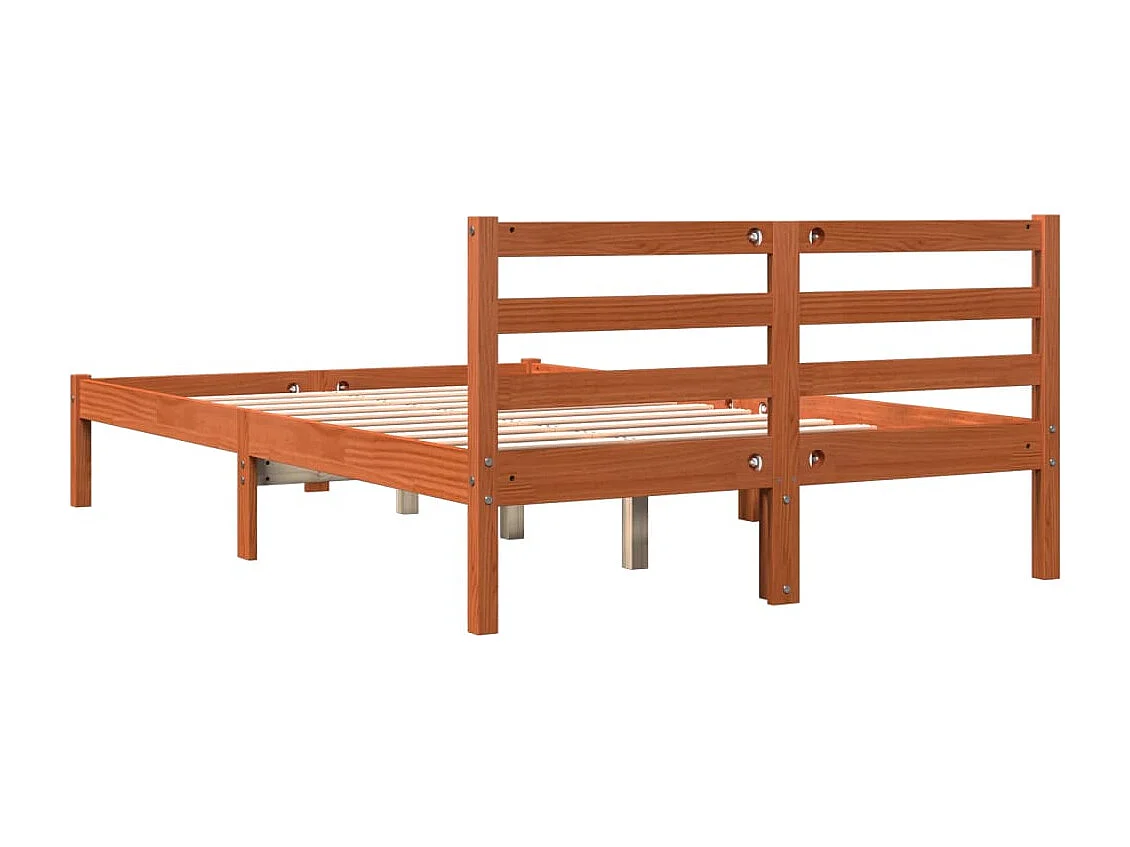 Cadre de lit sans matelas cire marron 140x200cm bois pin massif