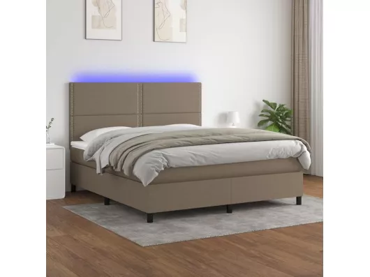 Kauf Unique Boxspringbett mit Matratze & LED Taupe 180x200 cm Stoff