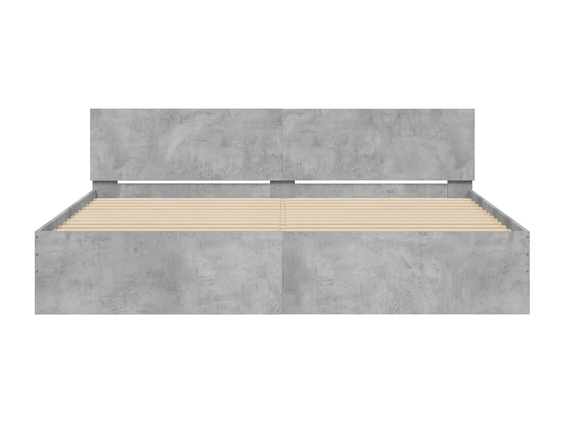 Cadre de lit avec LED sans matelas gris béton 180x200 cm